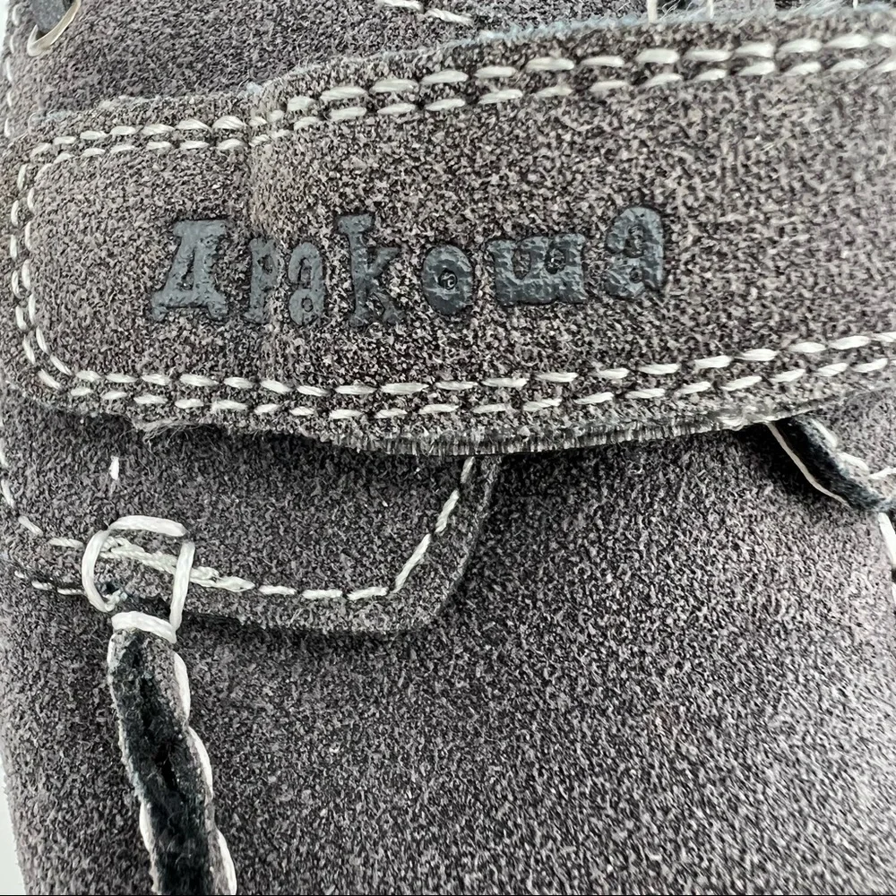 Apakowa Hook And Loop Gray Suede Loafers Size 28 Boy's